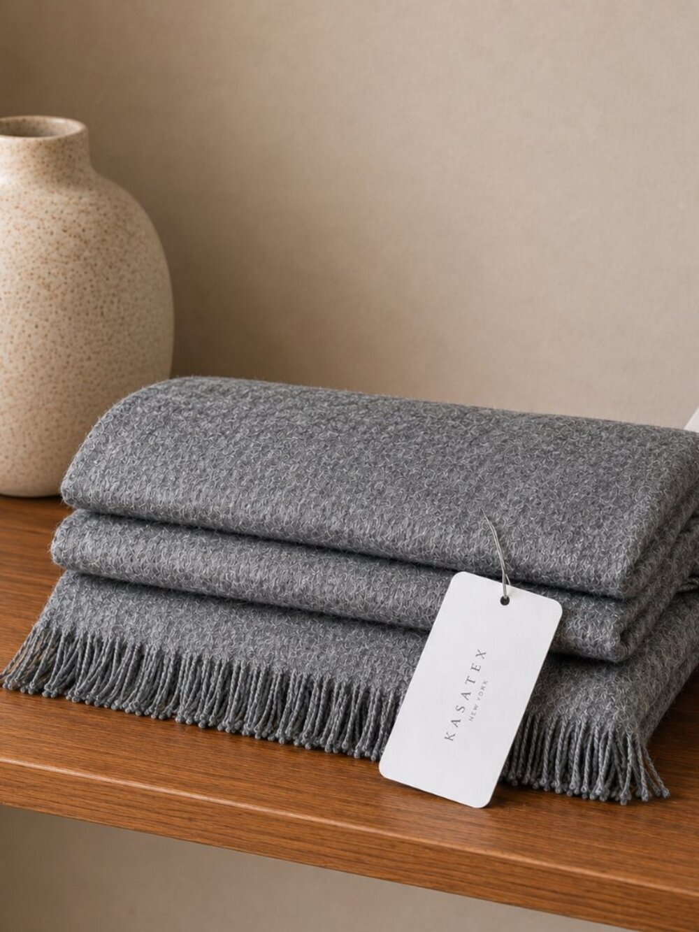 Kassatex 100% Baby Alpaca Luxury Throw Blanket Made in Peru Luxe Gray NWT